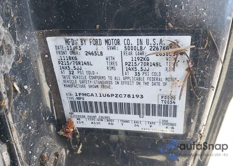 1993 Ford Aerostar z USA, uszkodzony, nr VIN 1FMCA11U6PZC78193